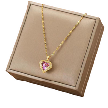 Load image into Gallery viewer, Luxury Gold Zircon Crystal Ocean Heart Pendant & Chain Necklace