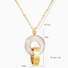 Load image into Gallery viewer, Ladies 18K Gold Plated Round Interlock Ring Stainless Shell Earring Pendant Set