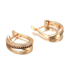 Load image into Gallery viewer, Ladies Rose Gold U Shape Crystals Inlay Natural Black White Zircon Clip Earrings
