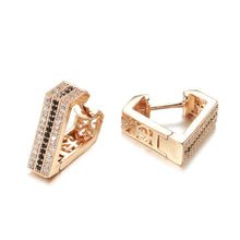 Load image into Gallery viewer, Ladies Rose Gold Triangle Inlaid crystals Earrings