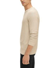 Load image into Gallery viewer, Mens Beige Crew Neck Deco Stitch Cotton Knit Big &Tall Jumper