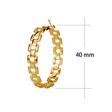Load image into Gallery viewer, Ladies Gold Medium Round Hollow Cutout Classic Hoops Lever Back Creole Earrings