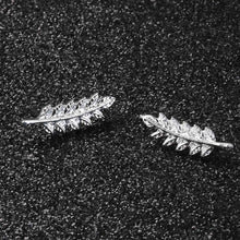 Load image into Gallery viewer, Silver Leaf Crawlers Ear Climbers Statement Stud Cuff Pair Earrings