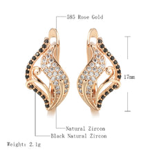 Load image into Gallery viewer, Ladies Rose Gold Curly Leaf Shape Natural Crystals Earrings