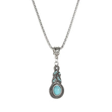 Load image into Gallery viewer, Ladies Ethnic Tibetan Silver Turquoise Crystal Dangling Earrings & Necklace set