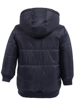 Load image into Gallery viewer, Boys Minoti Navy Hooded Quilted Soft Fleece Lined Warm Winter Coat