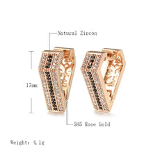 Load image into Gallery viewer, Ladies Rose Gold Triangle Inlaid crystals Earrings