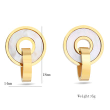 Load image into Gallery viewer, Ladies 18K Gold Plated Round Interlock Ring Stainless Shell Earring Pendant Set