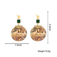 Load image into Gallery viewer, Ladies Bold Round Abalone Shell Drop Earrings