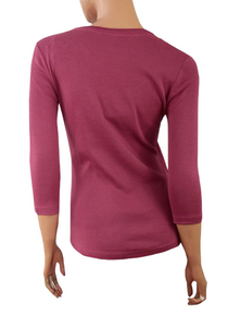 Ladies Pure Cotton Stretchy 3/4 Sleeve Top