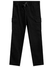 Load image into Gallery viewer, Boys Black Pull-On Elasticated Waist Combat Cargo Trouser

