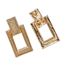 Load image into Gallery viewer, Ladies  Geometric Rectangle Statement Interlock Drop Earrings