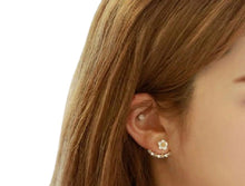Load image into Gallery viewer, Ladies Double Sided Branch Flower Crystals Stud Earrings