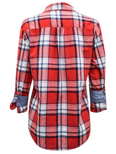 Load image into Gallery viewer, Red Multi Pure Cotton Button Down Checked Plus Size Shirt Top