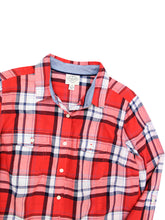 Load image into Gallery viewer, Red Multi Pure Cotton Button Down Checked Plus Size Shirt Top