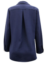 Load image into Gallery viewer, Ladies Navy Viscount Button Down Collared Long Sleeve Overshirt
