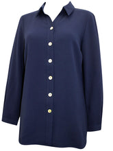 Load image into Gallery viewer, Ladies Navy Viscount Button Down Collared Long Sleeve Overshirt