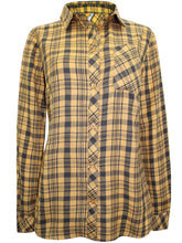 Load image into Gallery viewer, Ladies Ochre Pure Cotton Roll Sleeve Checked Shirt
