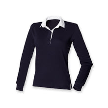 Load image into Gallery viewer, Ladies Black Front Row Long Sleeve Plain Rugby Shirt
