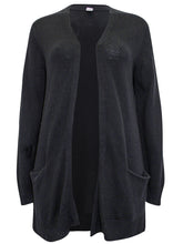 Load image into Gallery viewer, Ladies Long Line Open Front Pocket Long Sleeve Cardigan