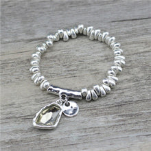 Load image into Gallery viewer, Silver Pebbles Expandable Crystal Charm Bracelets
