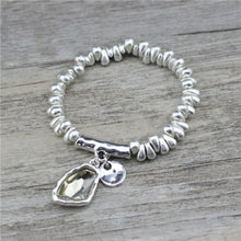 Load image into Gallery viewer, Silver Pebbles Expandable Crystal Charm Bracelets