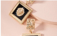 Load image into Gallery viewer, Square 18K Gold Plated Lion Head Myth Dangle Stud Earring