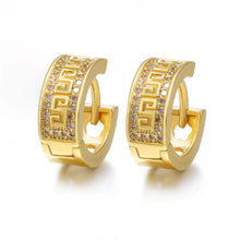 Load image into Gallery viewer, Great Wall & Micro Pave Zircon Crystal Small Creole Hoop Earrings