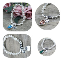 Load image into Gallery viewer, Silver Pebbles Expandable Crystal Charm Bracelets