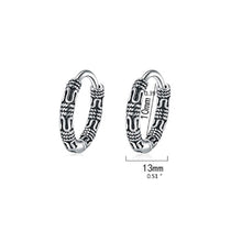 Load image into Gallery viewer, Unisex 925 Sterling Silver Vintage 13mm Round Rope Filigree Huggie Earrings