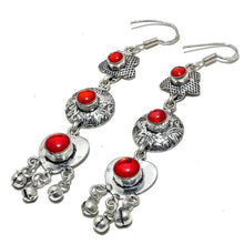 Load image into Gallery viewer, 925 Sterling Silver Red Mystic Ethnic Onyx Stone Dangle Earring