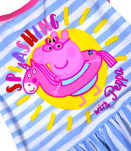 Load image into Gallery viewer, Girls Peppa Pig Stripe Splashing With Peppa Swimming Costume

