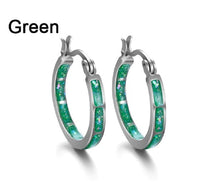 Load image into Gallery viewer, Ladies White Blue Multicolor Chakra Stainless Steel Hoop Earrings