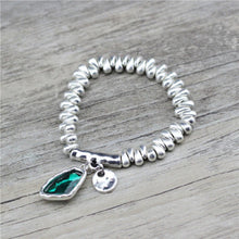 Load image into Gallery viewer, Silver Pebbles Expandable Crystal Charm Bracelets