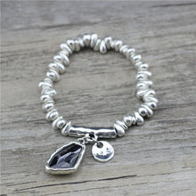 Load image into Gallery viewer, Silver Pebbles Expandable Crystal Charm Bracelets
