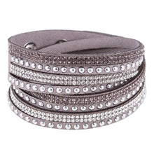 Load image into Gallery viewer, Unisex Paved Leather Rhinestone Bangle Wrap Adjustable Bracelets