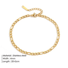 Load image into Gallery viewer, Ladies Gold 316L Stainless Steel Figaro Chain Anklets