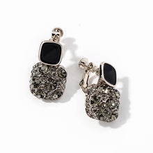 Load image into Gallery viewer, Black Grey Crystal Geometric Square Drop Earrings