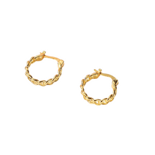 Load image into Gallery viewer, Ladies Gold Plated Cutout Chain Link Creole Huggie Earrings