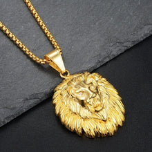 Load image into Gallery viewer, Unisex Gold Plated Hairy Lion Head Medusa Pendant & Chain