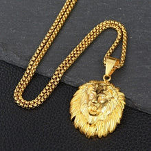 Load image into Gallery viewer, Unisex Gold Plated Hairy Lion Head Medusa Pendant & Chain