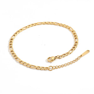 Ladies Gold 316L Stainless Steel Figaro Chain Anklets