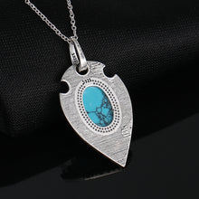 Load image into Gallery viewer, Ladies 925 Silver Retro Oval Turquoise Gemstone Pendant Link Chain Necklace