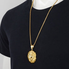 Load image into Gallery viewer, Unisex Gold Plated Hairy Lion Head Medusa Pendant & Chain