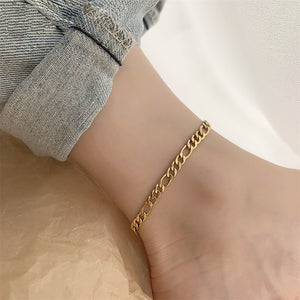 Ladies Gold 316L Stainless Steel Figaro Chain Anklets