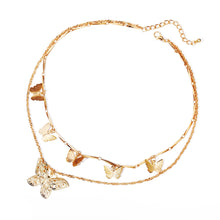 Load image into Gallery viewer, Gold Butterfly Charms MultiLayer Choker CutOut Butterfly Pendant Necklace