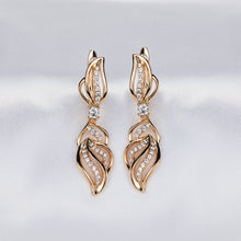 Load image into Gallery viewer, Ladies Gold-plated Copper Flower inlay Crystal Zircon Drop Dangling Earrings