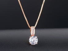 Load image into Gallery viewer, Ladies Rose Gold Minimalist Crystal Zircon Pendant Dainty Link Chain Necklace