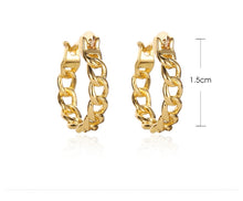 Load image into Gallery viewer, Ladies Gold Plated Cutout Chain Link Creole Huggie Earrings