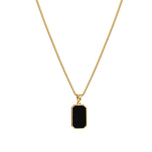 Load image into Gallery viewer, Unisex Black Enamel Stainless Steel Minimalist Rectangular Pendant Necklace Set